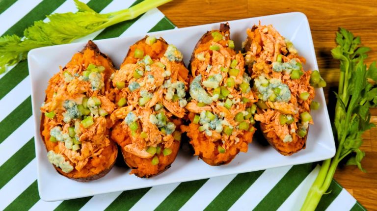 Sweet Potatoes Filled with Spicy Chicken